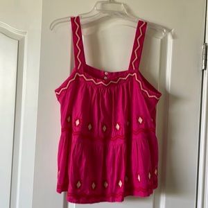 Bright pink sleeveless top